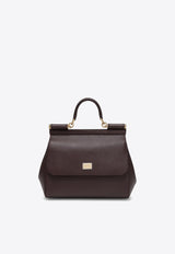 Dolce & Gabbana Large Sicily Top Handle Bag in Dauphine Leather Burgundy BB6002A1001/O_DOLCE-8M073