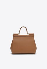 Dolce & Gabbana Large Sicily Top Handle Bag in Dauphine Leather Brown BB6002A1001/P_DOLCE-8M417