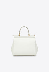 Dolce & Gabbana Large Sicily Hammered Leather Top Handle Bag White BB6002B1001/R_DOLCE-80001