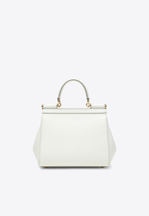 Dolce & Gabbana Large Sicily Hammered Leather Top Handle Bag White BB6002B1001/R_DOLCE-80001