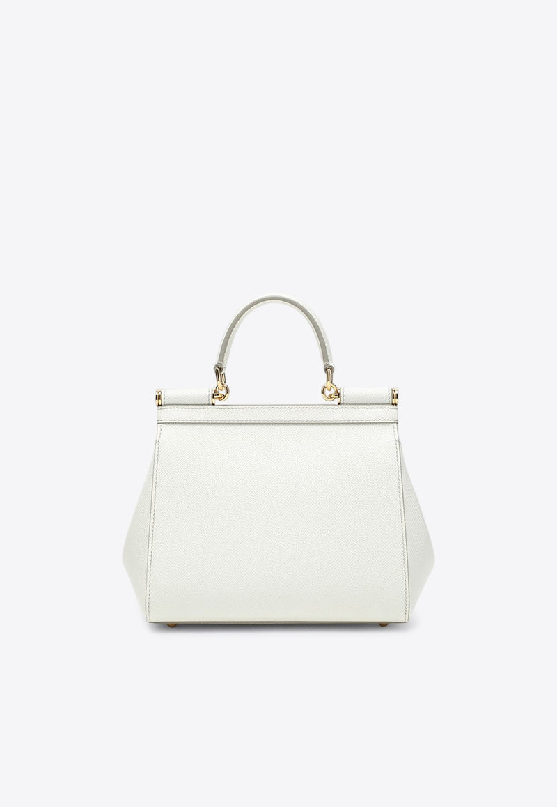 Dolce & Gabbana Large Sicily Hammered Leather Top Handle Bag White BB6002B1001/R_DOLCE-80001