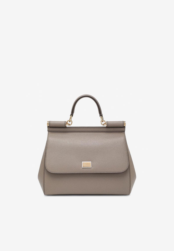 Dolce & Gabbana Large Sicily Leather Top Handle Bag Taupe BB6002B1001/R_DOLCE-80045