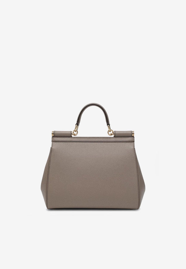 Dolce & Gabbana Large Sicily Leather Top Handle Bag Taupe BB6002B1001/R_DOLCE-80045