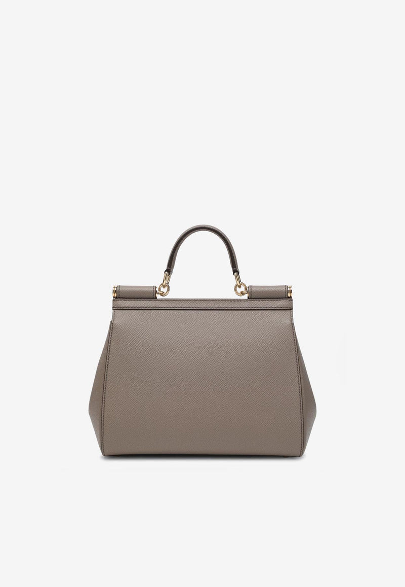 Dolce & Gabbana Large Sicily Leather Top Handle Bag Taupe BB6002B1001/R_DOLCE-80045