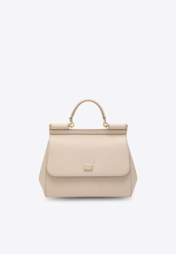 Dolce & Gabbana Large Sicily Top Handle Bag in Dauphine Leather Pink BB6002B1001/R_DOLCE-80414