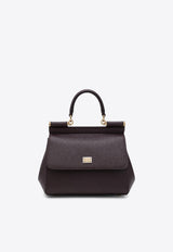 Dolce & Gabbana Large Sicily Hammered Leather Top Handle Bag Wine BB6002B1001/R_DOLCE-8M073