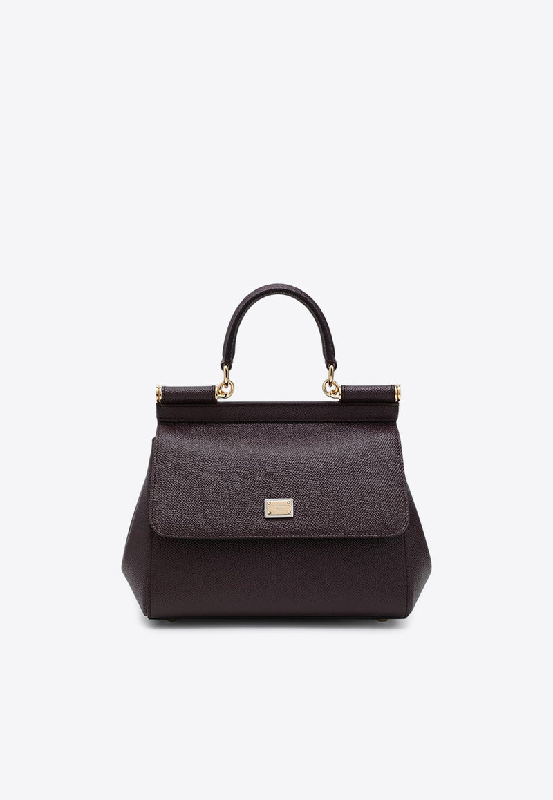 Dolce & Gabbana Large Sicily Hammered Leather Top Handle Bag Wine BB6002B1001/R_DOLCE-8M073