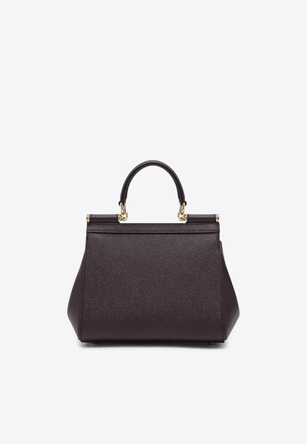 Dolce & Gabbana Large Sicily Hammered Leather Top Handle Bag Wine BB6002B1001/R_DOLCE-8M073