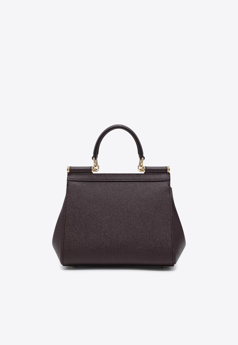 Dolce & Gabbana Large Sicily Hammered Leather Top Handle Bag Wine BB6002B1001/R_DOLCE-8M073