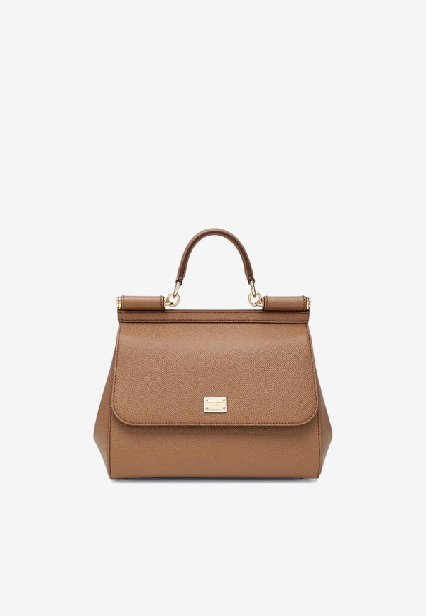 Dolce & Gabbana Large Sicily Leather Top Handle Bag Caramel BB6002B1001/R_DOLCE-8M417