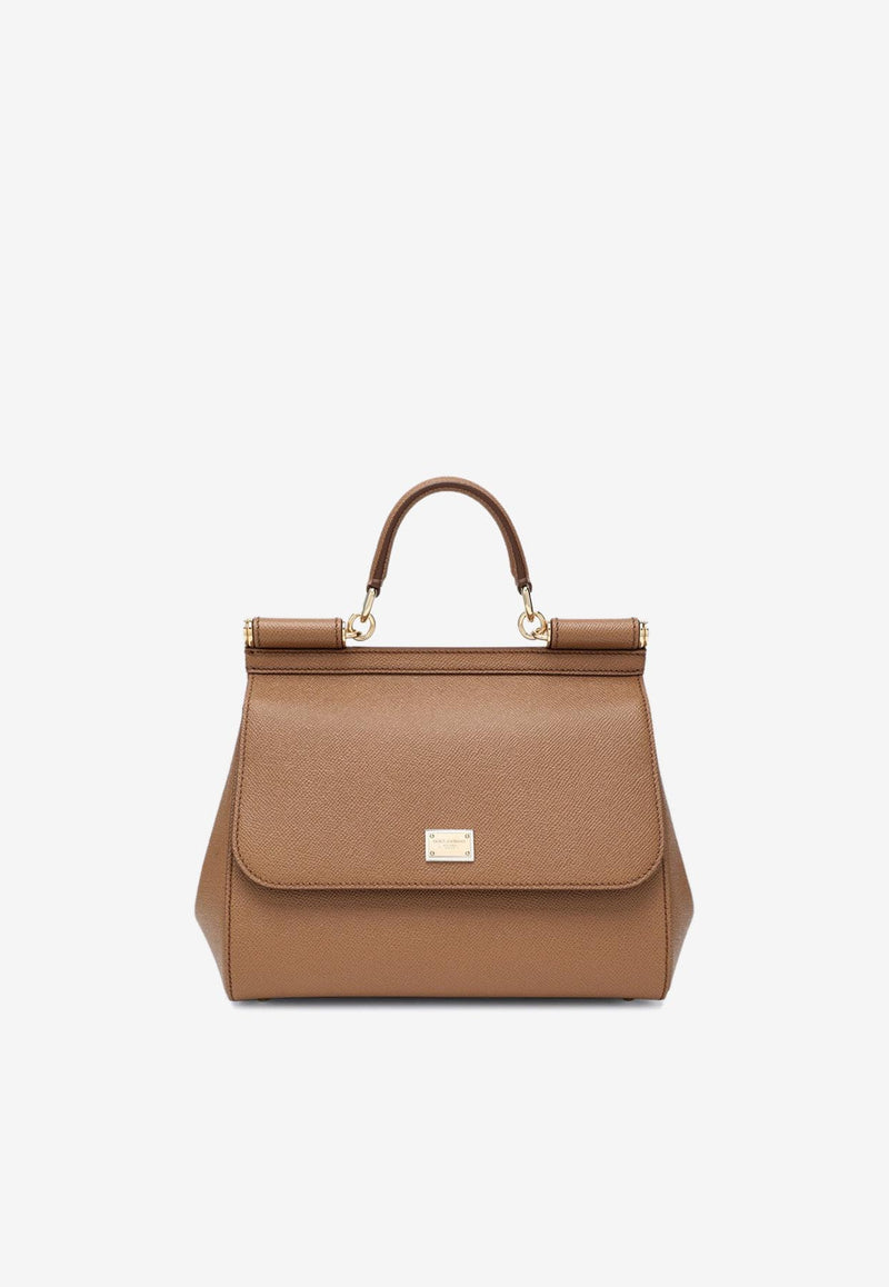 Dolce & Gabbana Large Sicily Leather Top Handle Bag Caramel BB6002B1001/R_DOLCE-8M417