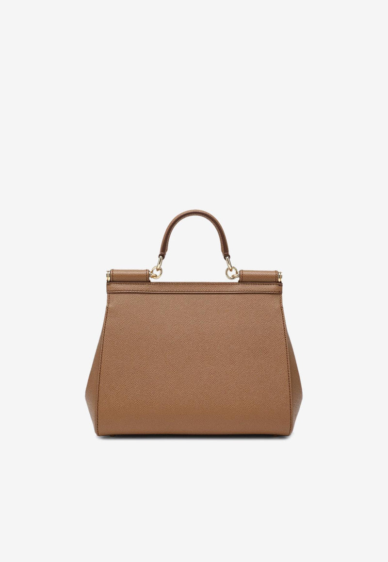 Dolce & Gabbana Large Sicily Leather Top Handle Bag Caramel BB6002B1001/R_DOLCE-8M417