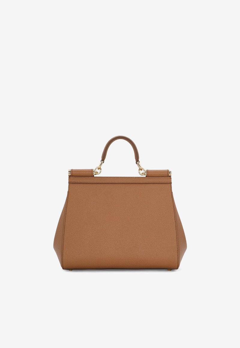 Dolce & Gabbana Large Sicily Leather Top Handle Bag Brown BB6002 B1001 8M417