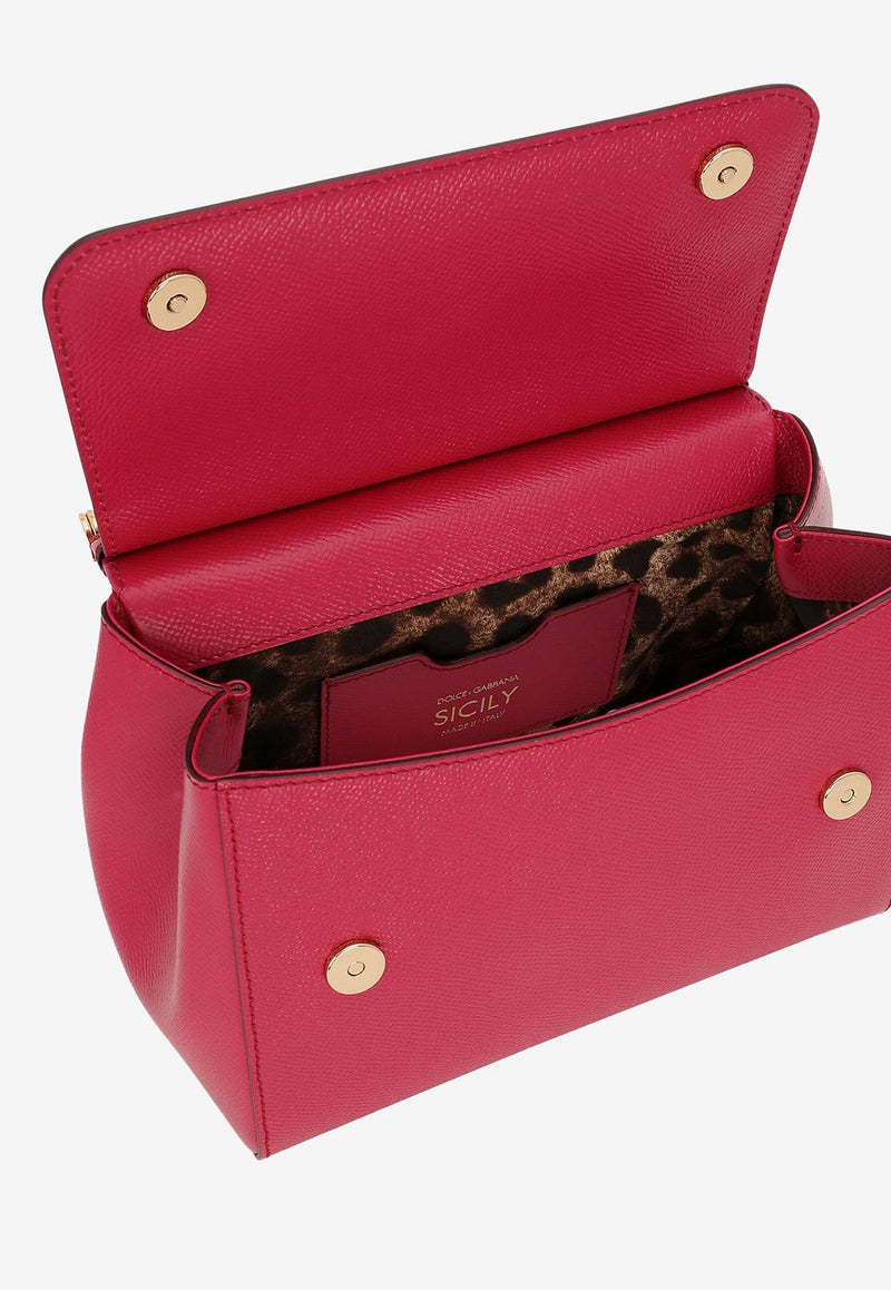 Dolce & Gabbana Medium Sicily Top Handle Bag in Dauphine Leather Fuchsia BB6003 A1001 8I484