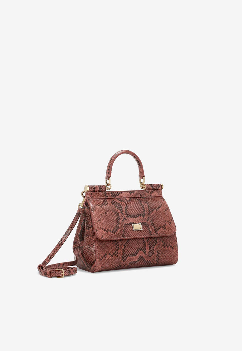 Dolce & Gabbana Medium Sicily Top Handle Bag in Python Leather BB6003 A2111 8H415 Multicolor