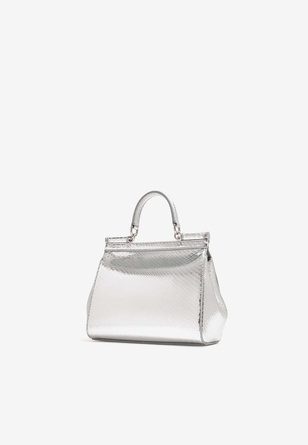 Dolce & Gabbana Medium Sicily Top Handle Bag BB6003 A2F48 80998 Silver