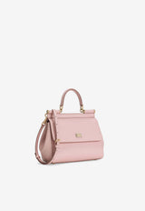 Dolce & Gabbana Small Sicily Top Handle Bag in Dauphine Calfskin Pink BB6003 B1001 8H402