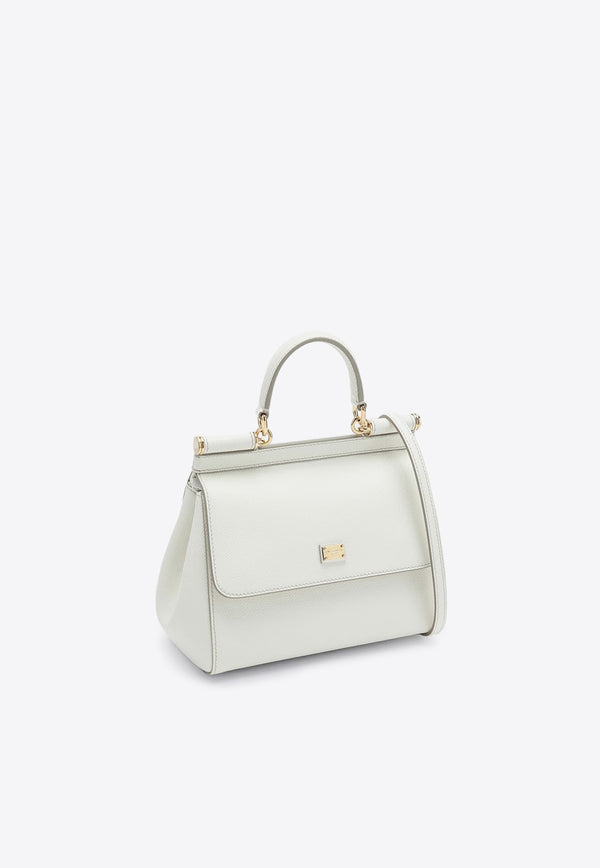 Dolce & Gabbana Medium Sicily Leather Top Handle Bag White BB6003A1001/P_DOLCE-80001