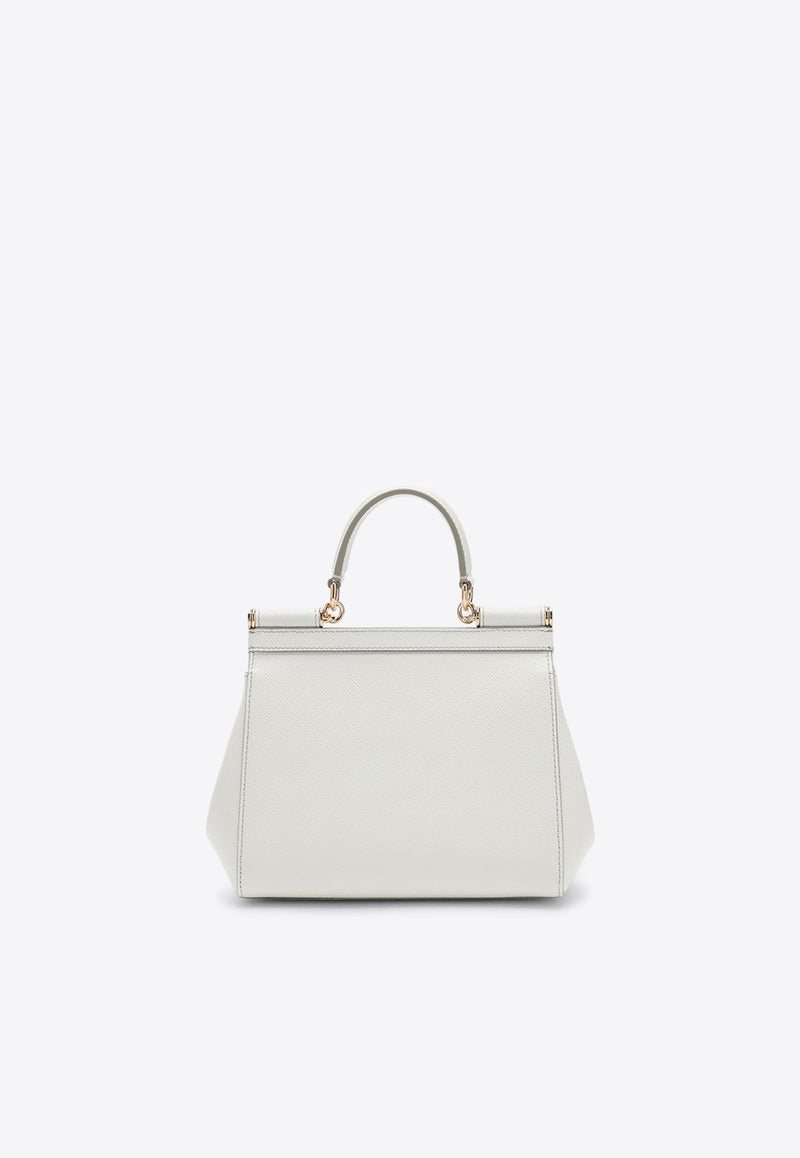 Dolce & Gabbana Medium Sicily Leather Top Handle Bag White BB6003A1001/P_DOLCE-80001