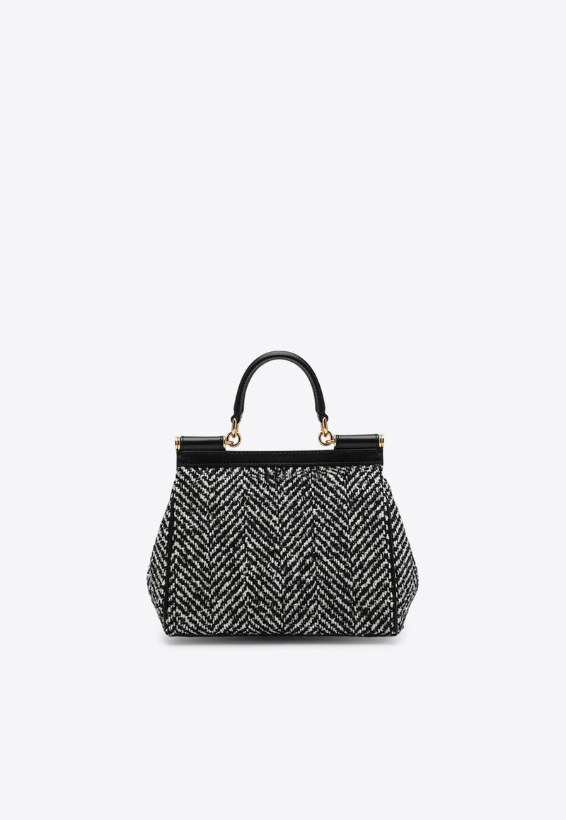 Dolce & Gabbana Medium Sicily Chevron Wool Top Handle Bag Gray BB6003BH250/R_DOLCE-89697