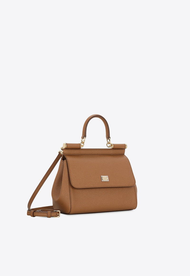 Dolce & Gabbana Medium Sicily Leather Top Handle Bag Brown BB6003 B1001 8M417