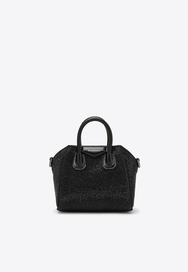 Givenchy Micro Antigona Crystal-Embellished Top Handle Bag BB60K4B1QC/O_GIV-001 Black