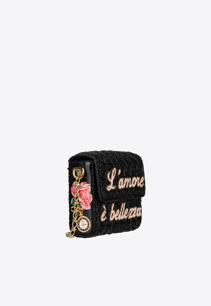 Dolce & Gabbana DG Millennials L'amore è Bellezza Woven Crossbody Bag Black BB6391 AS904 HNFNF