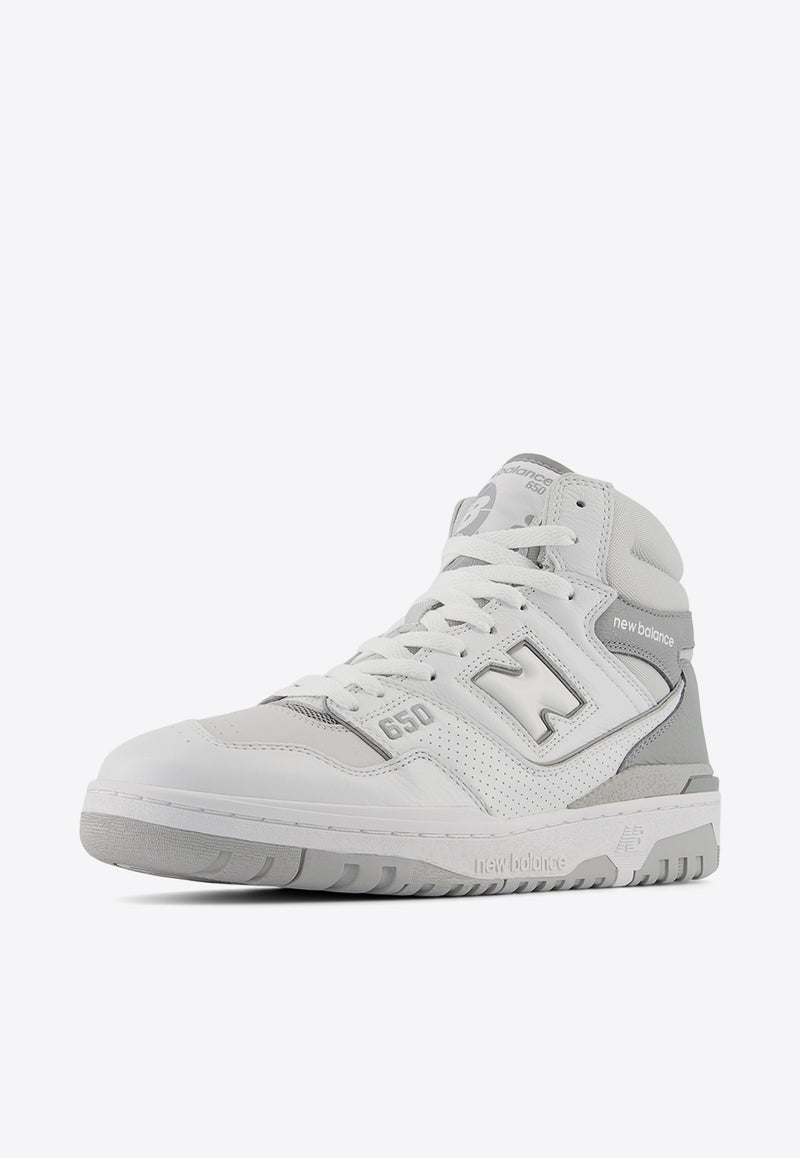 New Balance 650 High-Top in White with Slate Gray and Raincloud White BB650REE