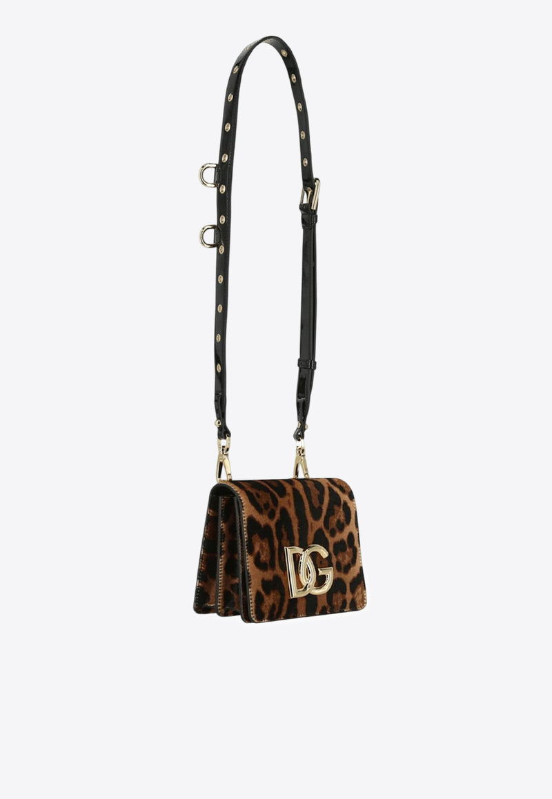 Dolce & Gabbana 3.5 Leopard Print DG Logo Shoulder Bag Brown BB7037 AQ291 HAALM