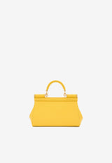 Dolce & Gabbana Small Sicily Top Handle Bag in Dauphine Leather Yellow BB7116 A1001 80228