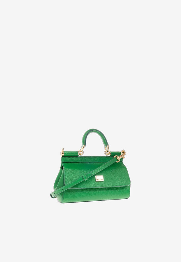 Dolce & Gabbana Small Sicily Top Handle Bag in Dauphine Leather BB7116 A1001 87192 Green