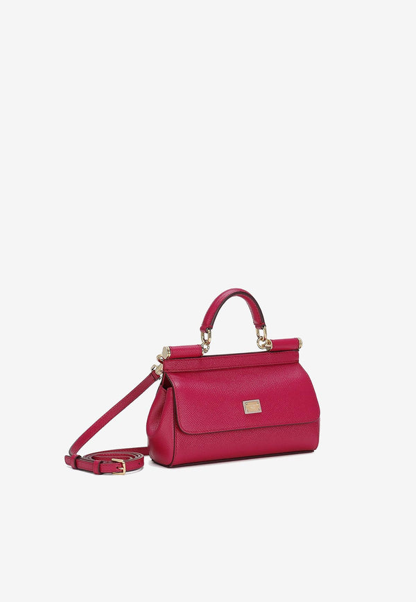 Dolce & Gabbana Small Sicily Top Handle Bag in Dauphine Leather Fuchsia BB7116 A1001 8I484