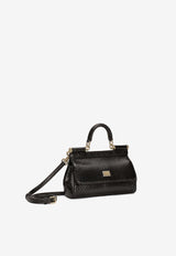 Dolce & Gabbana Small Sicily Top Handle Bag in Python Embossed Leather BB7116 A2111 80999 Black