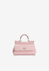 Dolce & Gabbana Mini Sicily Top Handle Bag in Dauphine Calfskin Pink BB7116 B1001 8H402