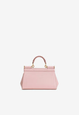 Dolce & Gabbana Mini Sicily Top Handle Bag in Dauphine Calfskin Pink BB7116 B1001 8H402
