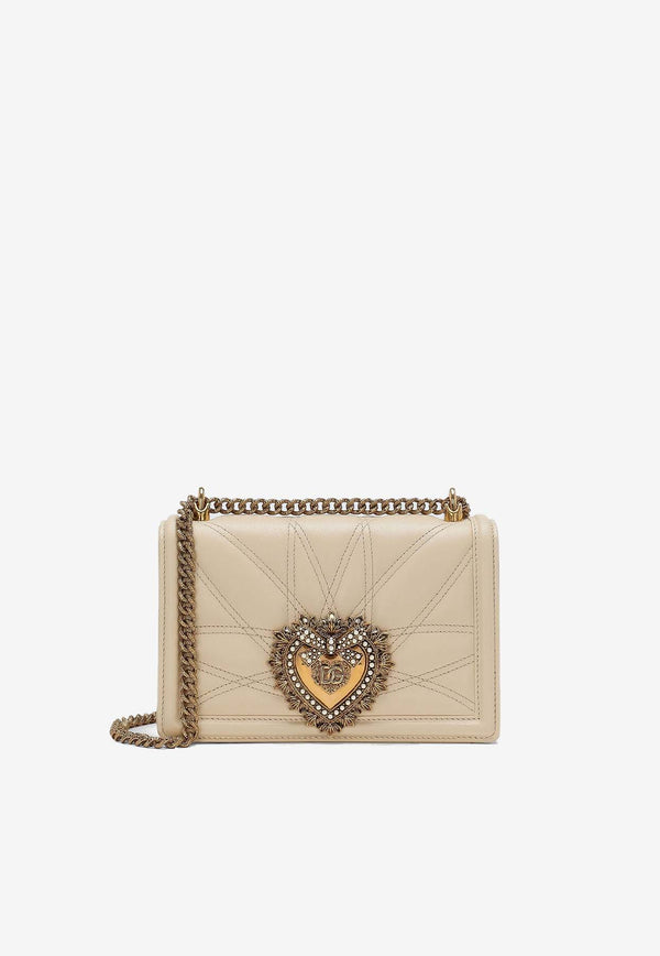 Dolce & Gabbana Medium Devotion Leather Shoulder Bag BB7158 AW437 8H000 Cream