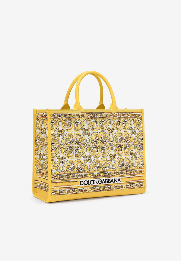 Dolce & Gabbana Medium DG Majolica Embroidered Tote Bag BB7277 AW050 HG3OB Yellow