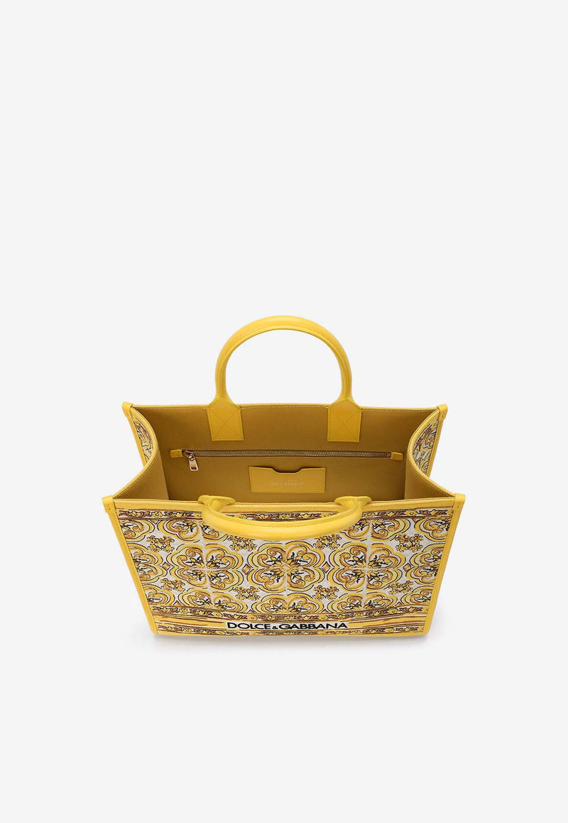 Dolce & Gabbana Medium DG Majolica Embroidered Tote Bag BB7277 AW050 HG3OB Yellow