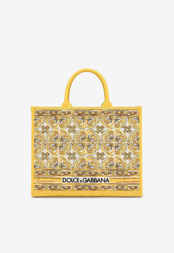 Dolce & Gabbana Medium DG Majolica Embroidered Tote Bag BB7277 AW050 HG3OB Yellow