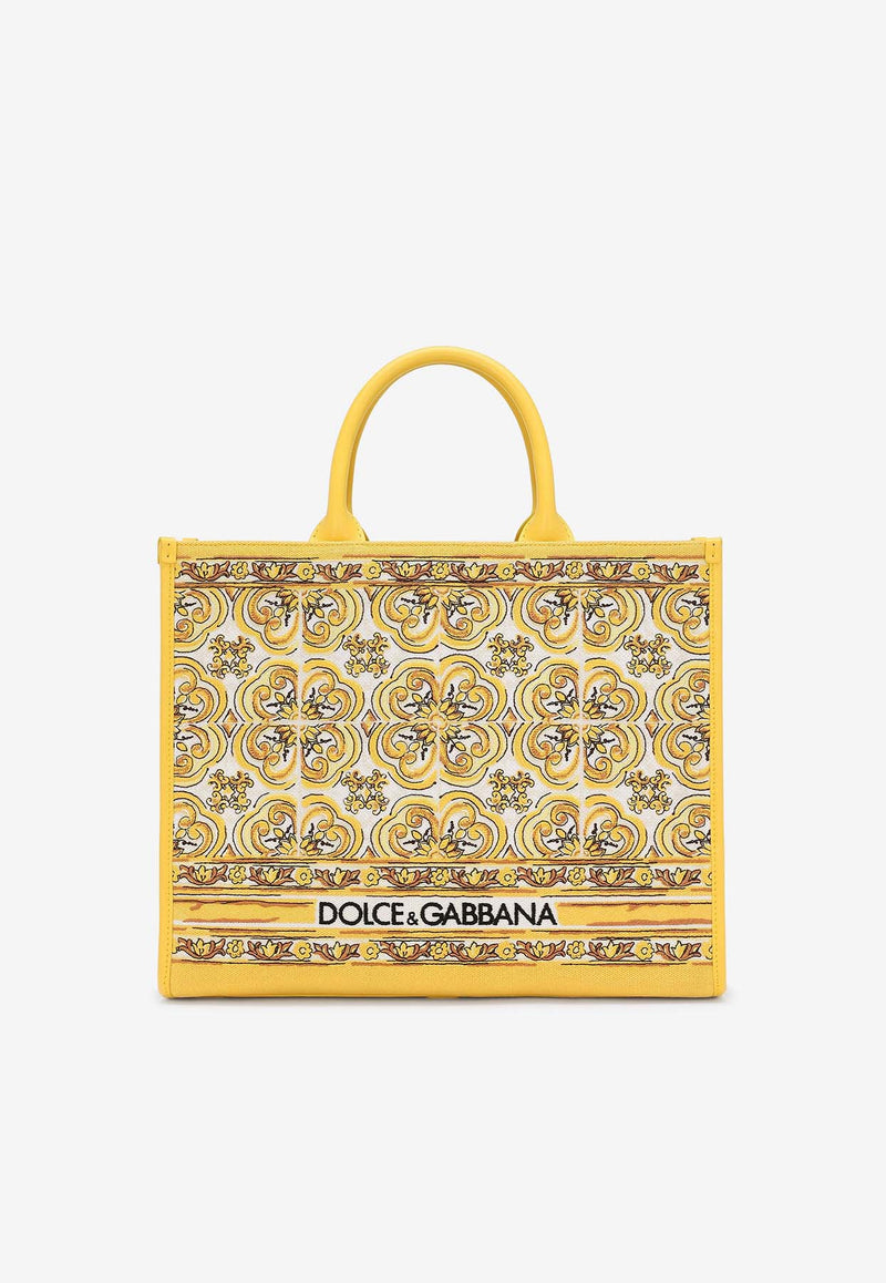 Dolce & Gabbana Medium DG Majolica Embroidered Tote Bag BB7277 AW050 HG3OB Yellow