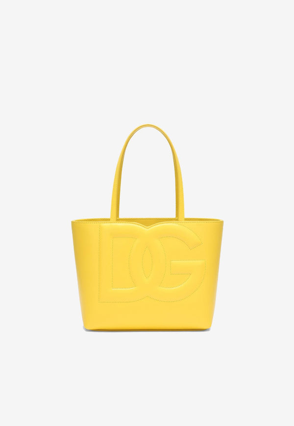 Dolce & Gabbana Small DG Logo Tote Bag in Calf Leather Yellow BB7337 AW576 80205