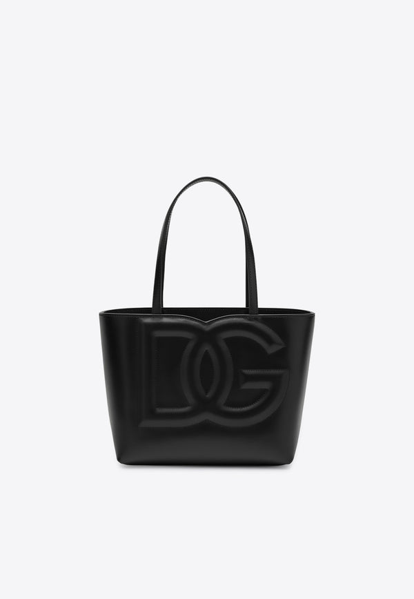 Dolce & Gabbana Small DG Logo Calf Leather Tote Bag Black BB7337AW576/Q_DOLCE-80999