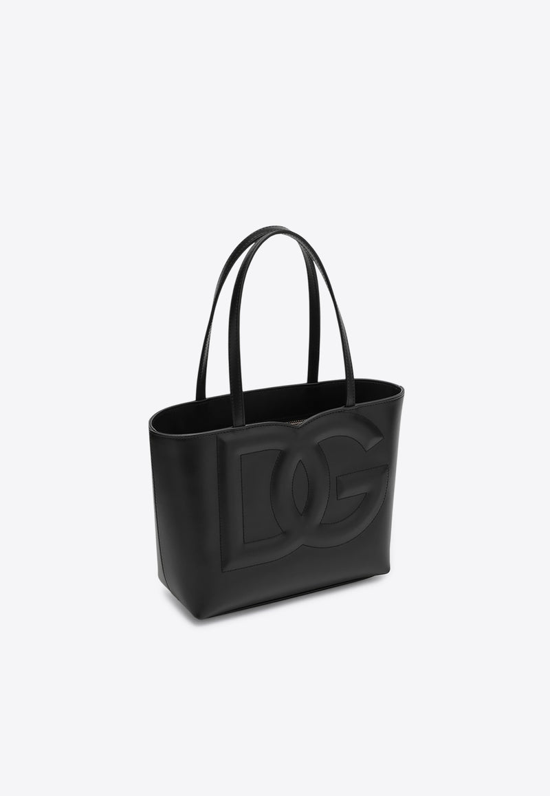 Dolce & Gabbana Small DG Logo Calf Leather Tote Bag Black BB7337AW576/Q_DOLCE-80999