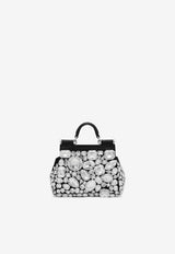 Dolce & Gabbana Mini Sicily Crystal-Embellished Handbag BB7504 AP624 8S488 Black
