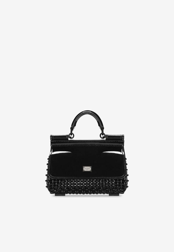 Dolce & Gabbana Resin Sicily Box Top Handle Bag BB7606 AU648 8L250 Black