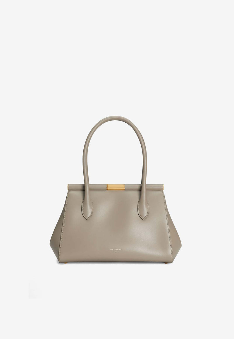 Dolce & Gabbana Marlene Everyday Shoulder Bag in Grained Leather Beige BB7734 A3G19 8I399