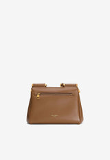 Dolce & Gabbana Small My Sicily Top Handle Bag in Plongé Calfskin Brown BB7781 B7321 8Z093