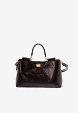 Dolce & Gabbana Medium Vittoria Calfskin Shoulder Bag Dark Brown BB7896 AZ000 8H042