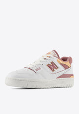 New Balance 550 Low-Top Sneakers in White with Rosewood and Hazy Peach BBW550EA