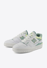 New Balance 550 Low-Top Sneakers in White with Salt Marsh and Limelight White BBW550EB